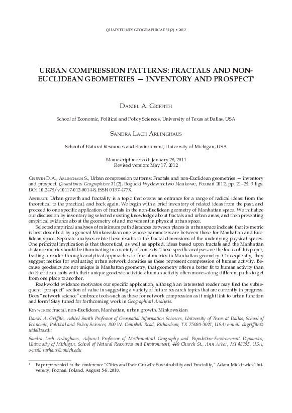 (PDF) Urban Compression Patterns: Fractals and Non-Euclidean Geometries ...