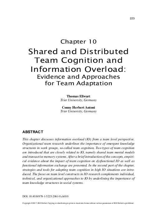 (PDF) Shared and Distributed Team Cognition and Information Overload