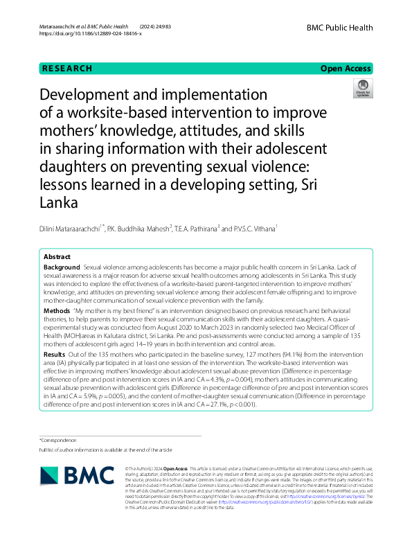 (PDF) Development and implementation of a worksite-based intervention ...