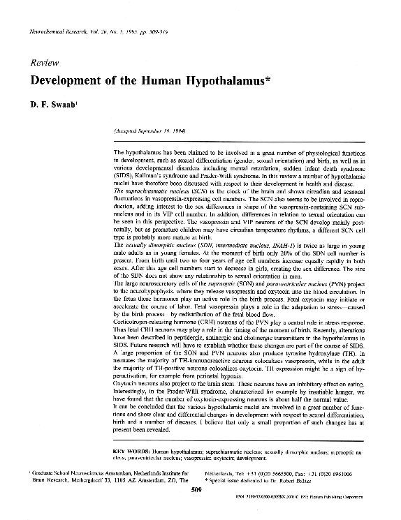 (PDF) Development of the human hypothalamus