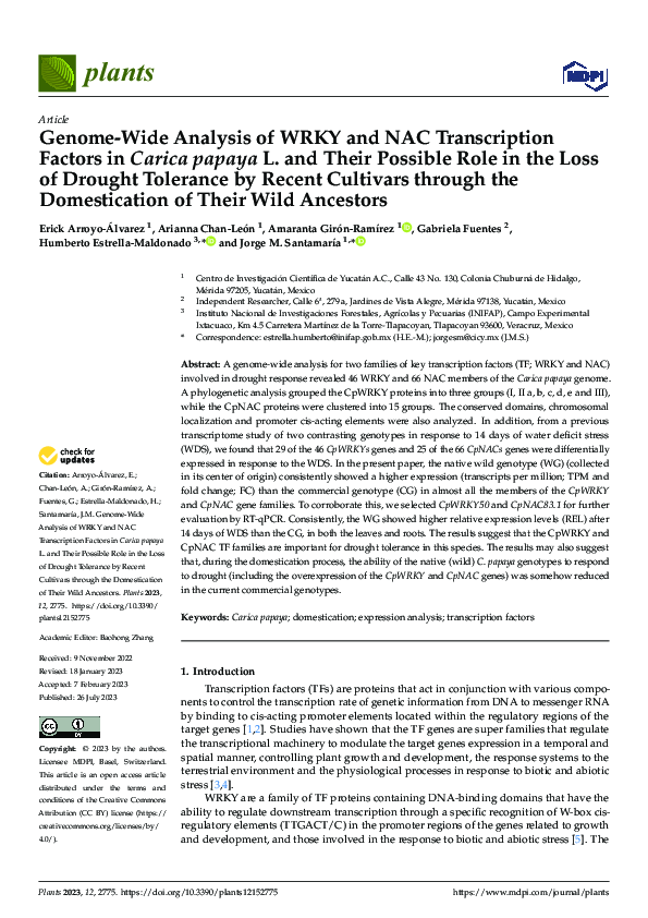 (PDF) Genome-Wide Analysis of WRKY and NAC Transcription Factors in ...