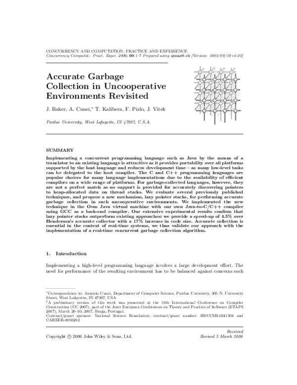 (PDF) Accurate garbage collection in uncooperative environments revisited