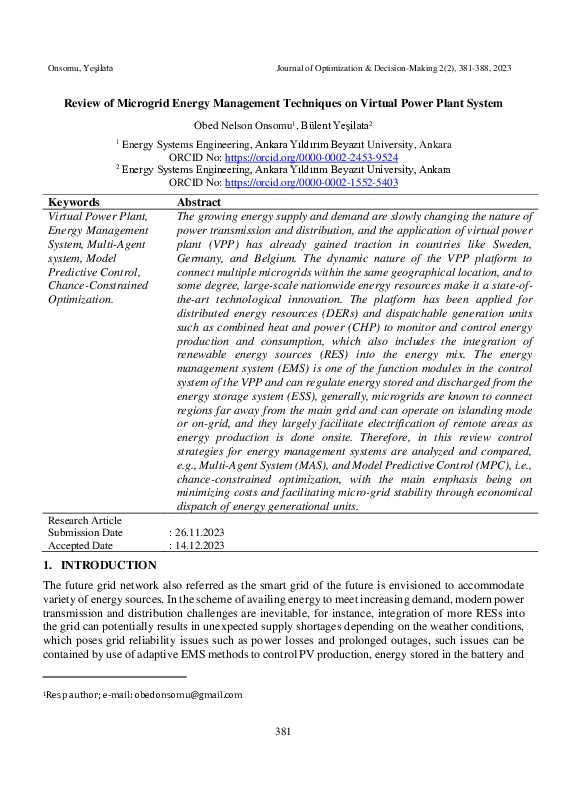 (PDF) Review of Microgrid Energy Management Techniques on Virtual Power ...