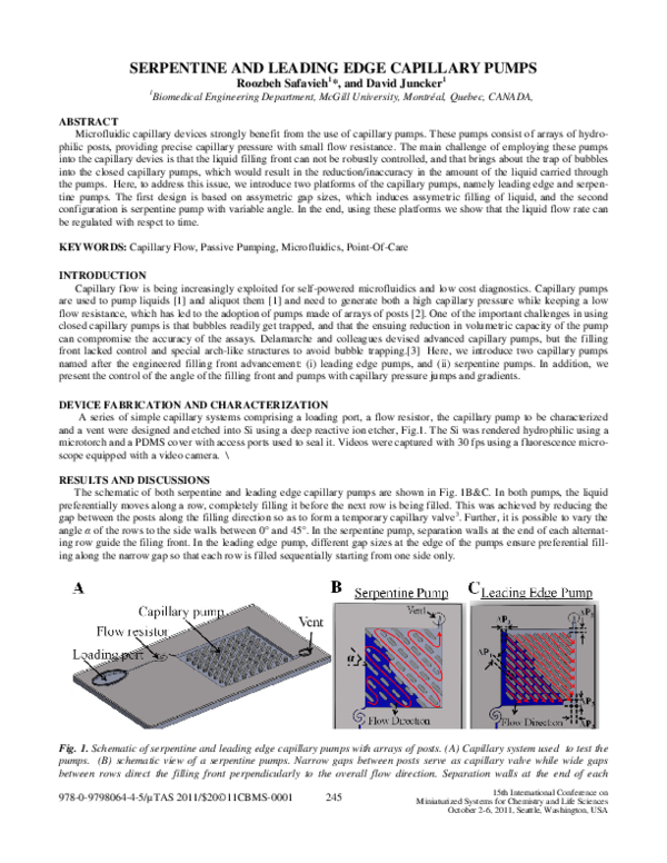 (PDF) Serpentine and Leading Edge Capillary Pumps