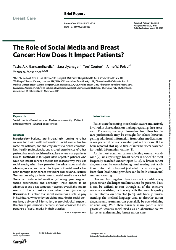 (PDF) The Role of Social Media and Breast Cancer: How Does It Impact ...