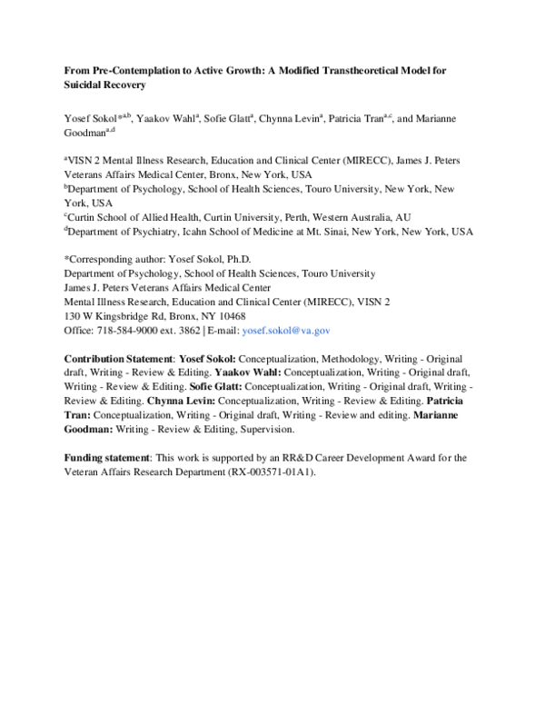 (PDF) From Pre-Contemplation to Active Growth: A Modified ...
