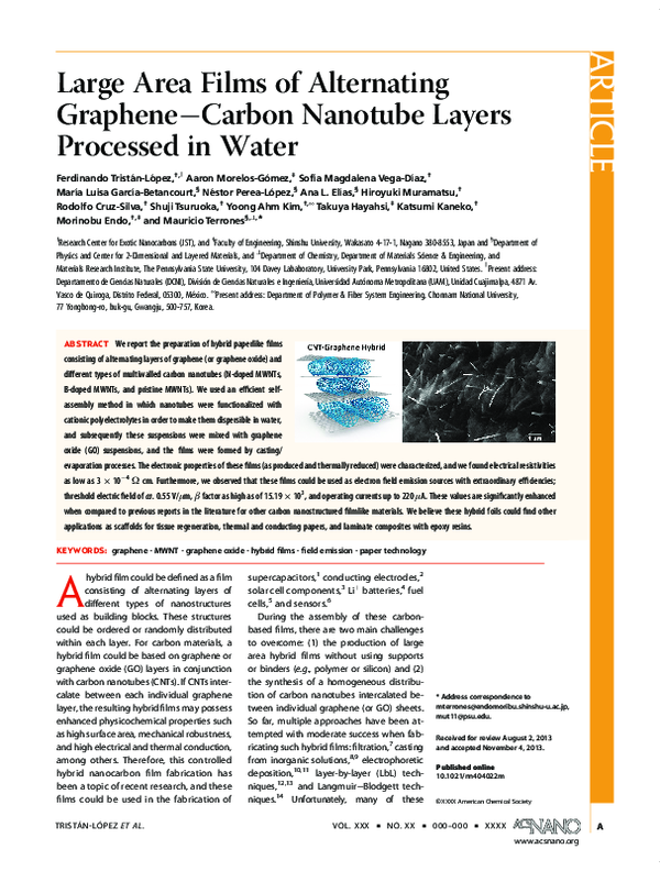 (PDF) Large Area Films of Alternating Graphene–Carbon Nanotube Layers ...