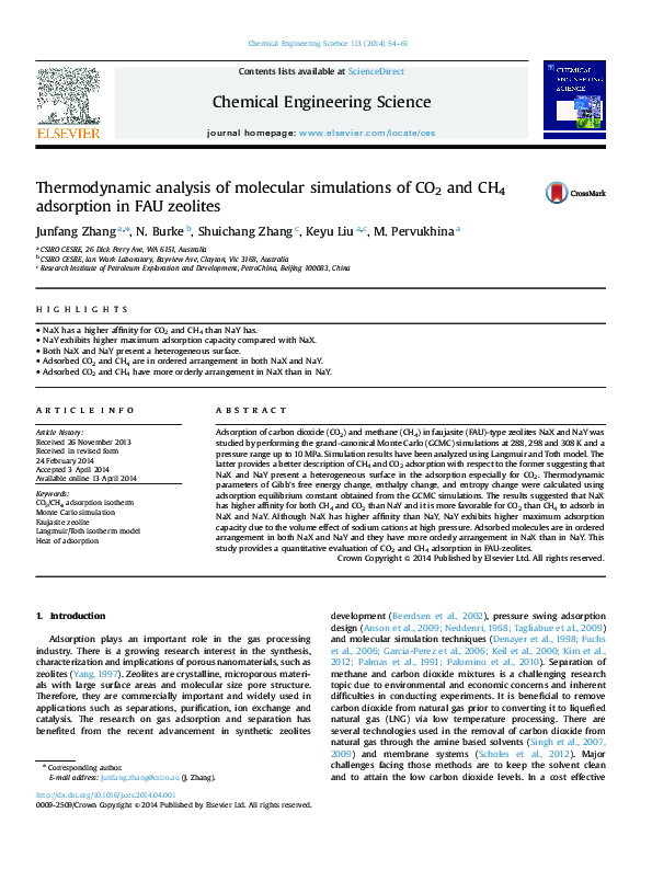 (PDF) Thermodynamic analysis of molecular simulations of CO2 and CH4 ...