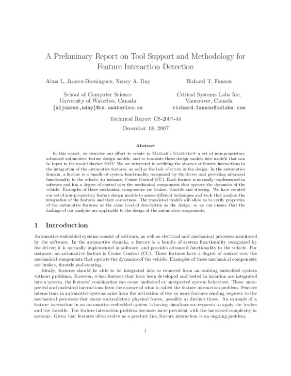 (PDF) A preliminary report on tool support and methodology for feature ...