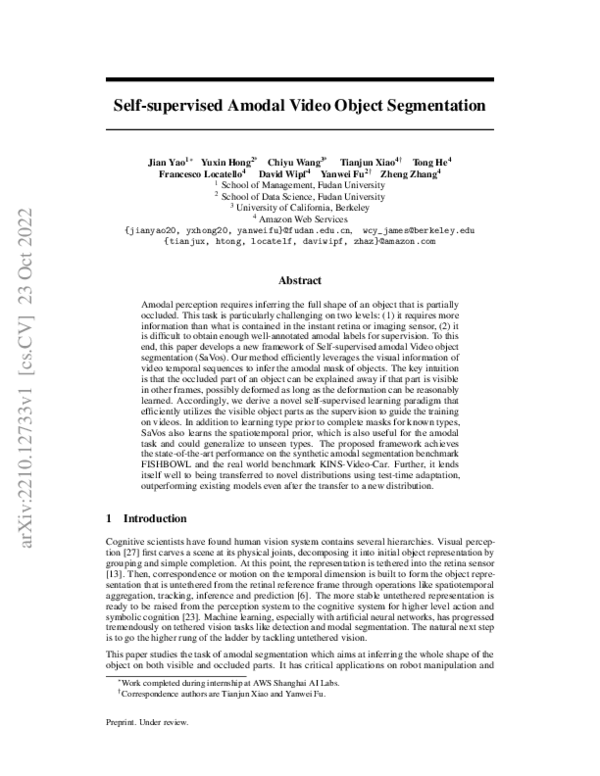 (PDF) Self-supervised Amodal Video Object Segmentation