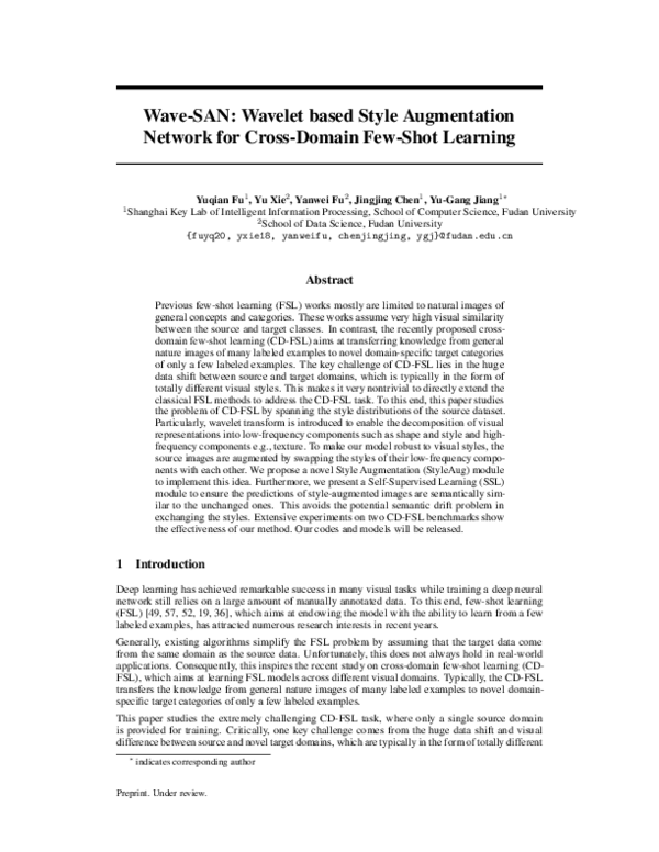 (PDF) Wave-SAN: Wavelet based Style Augmentation Network for Cross ...