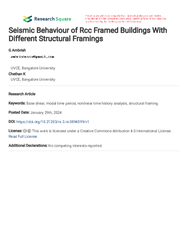 (PDF) Seismic Behaviour of Rcc Framed Buildings With Different ...