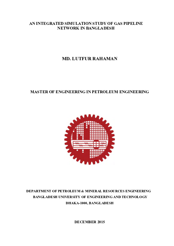 (PDF) Integrated simulation study of gas pipeline network in Bangladesh