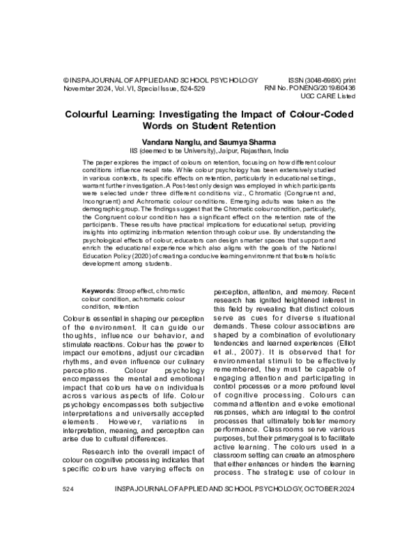 (PDF) Colourful Learning: Investigating the Impact of Colour-Coded ...
