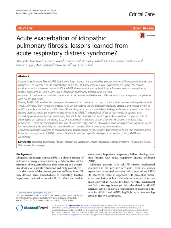 (PDF) Acute exacerbation of idiopathic pulmonary fibrosis: lessons ...