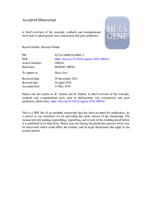 (PDF) A brief overview of the concepts, methods and computational tools ...