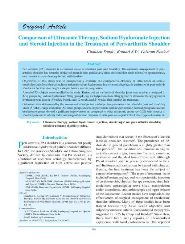 (PDF) Comparison of Ultrasonic Therapy, Sodium Hyaluronate Injection ...