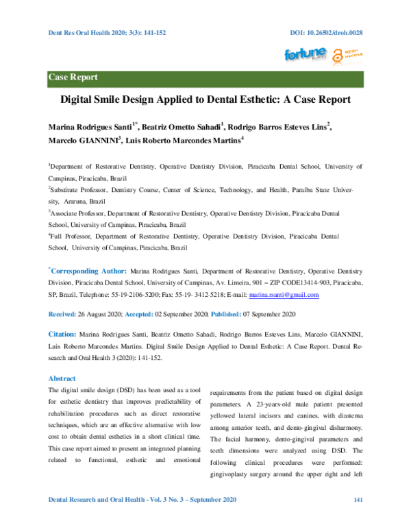 (PDF) Digital Smile Design Applied to Dental Esthetic: A Case Report
