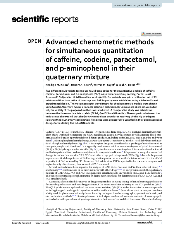 (PDF) Advanced chemometric methods for simultaneous quantitation of ...