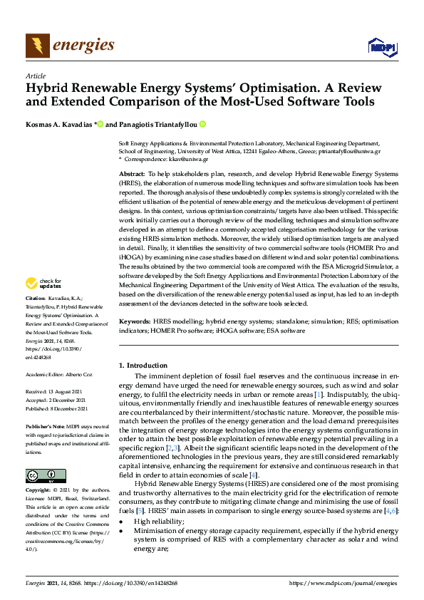 (PDF) Hybrid Renewable Energy Systems’ Optimisation. A Review and ...