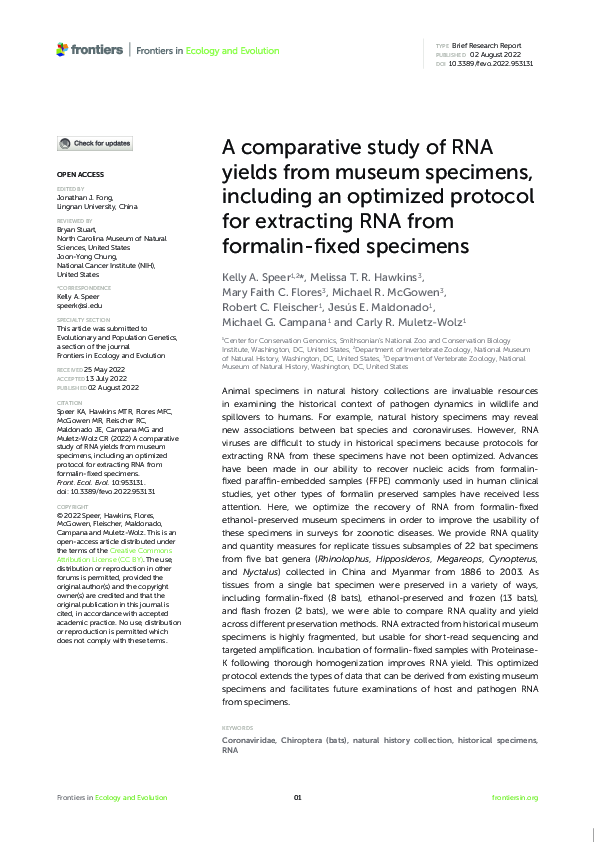 (PDF) A comparative study of RNA yields from museum specimens ...