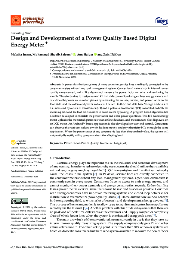(PDF) Design and Development of a Power Quality Based Digital Energy Meter