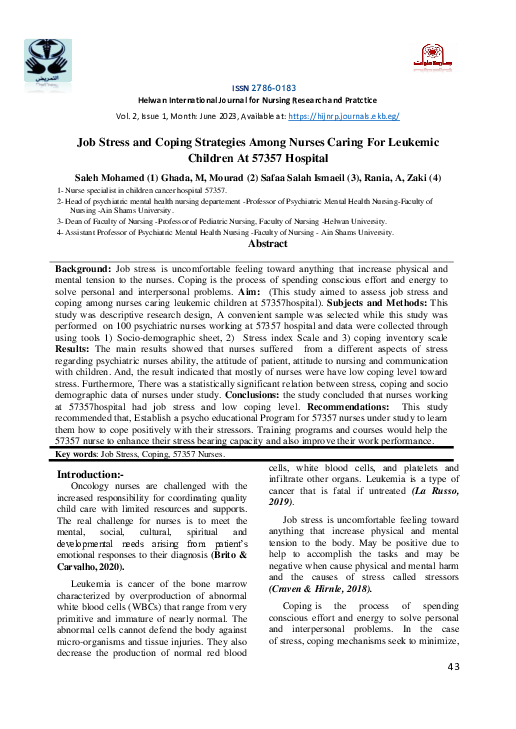 (PDF) Effect of Psycho-Educational Program on Stress and Coping ...