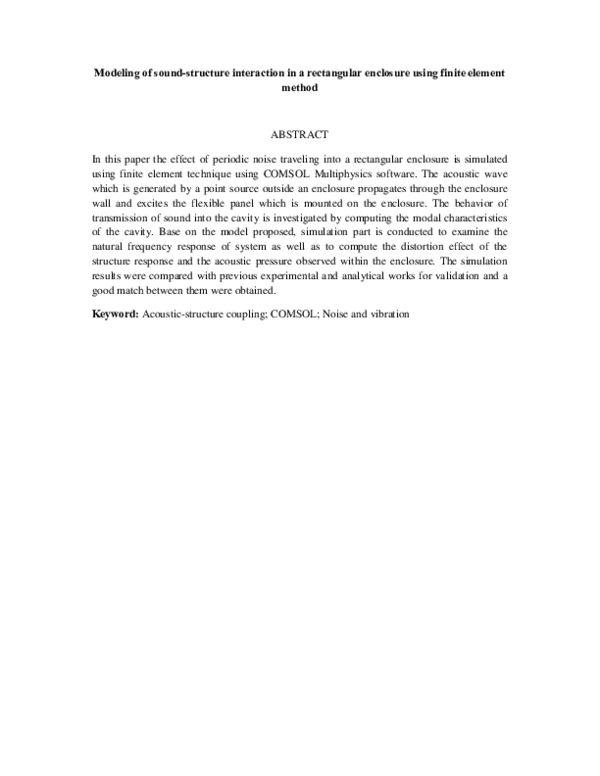 (PDF) Modeling of sound-structure interaction in a rectangular ...