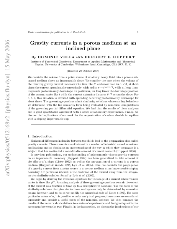 (PDF) Gravity currents in a porous medium at an inclined plane