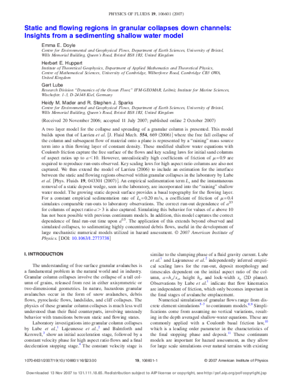 (PDF) Static and flowing regions in granular collapses down channels ...