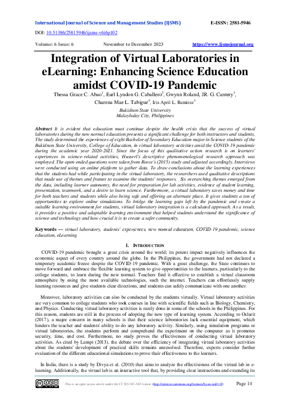 (PDF) Integration of Virtual Laboratories in eLearning: Enhancing ...