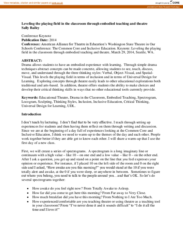 (PDF) Leveling the playing field in the classroom through embodied ...