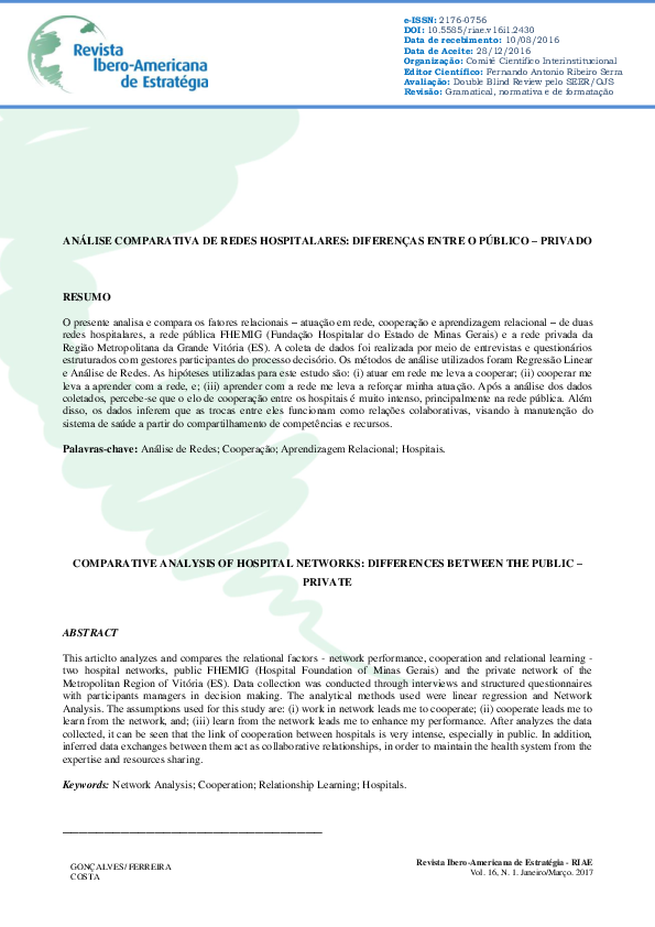 (PDF) Comparative analysis of hospital networks: differences between ...