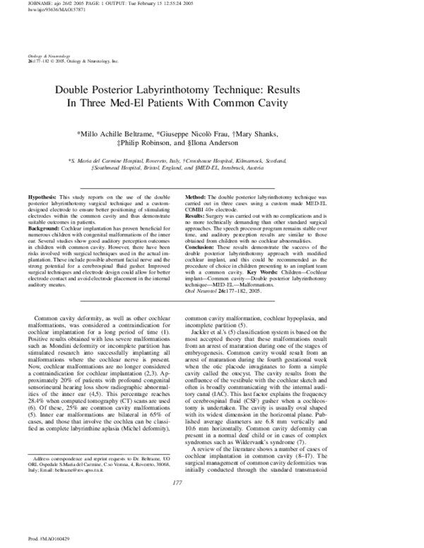 (PDF) Double Posterior Labyrinthotomy Technique: Results In Three Med ...