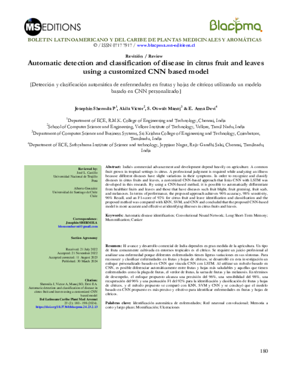 (PDF) Automatic detection and classification of disease in citrus fruit ...