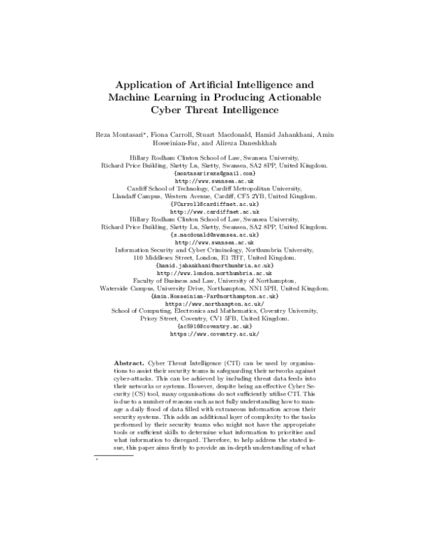 (PDF) Application of Artificial Intelligence and Machine Learning in ...