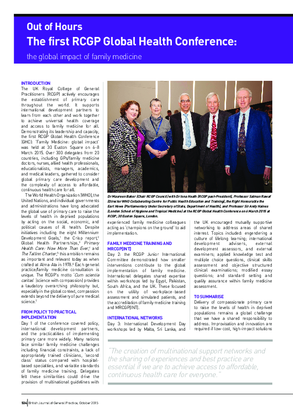 (PDF) The first RCGP Global Health Conference: the global impact of ...