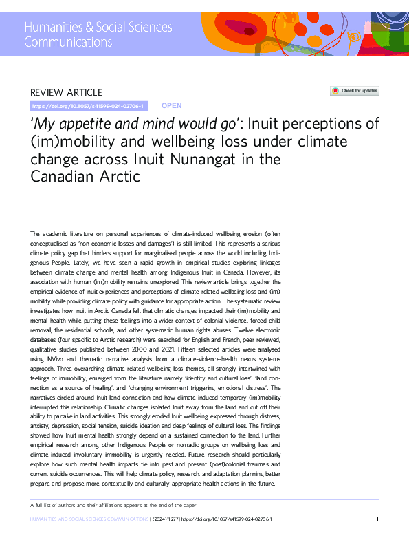 (PDF) ‘My appetite and mind would go’: Inuit perceptions of (im ...