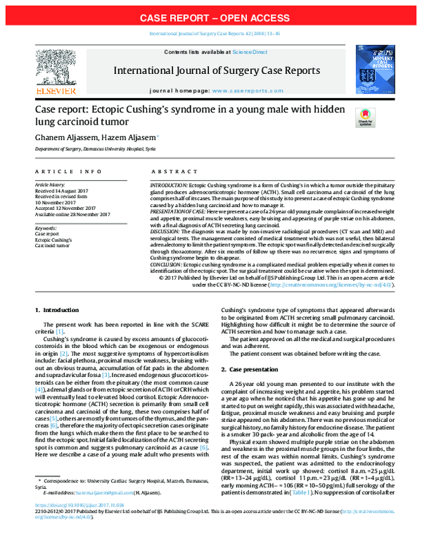 (PDF) Case report: Ectopic Cushing’s syndrome in a young male with ...