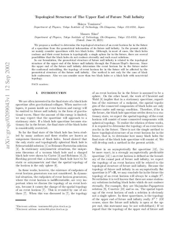 (PDF) Topological Structure of The Upper End of Future Null Infinity