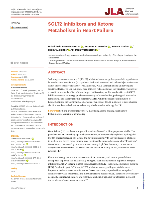 (PDF) SGLT2 Inhibitors and Ketone Metabolism in Heart Failure