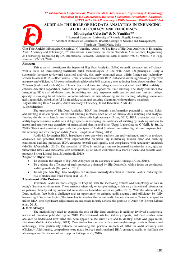 (PDF) AUDIT 4.0: THE ROLE OF BIG DATA ANALYTICS IN ENHANCING AUDIT ...