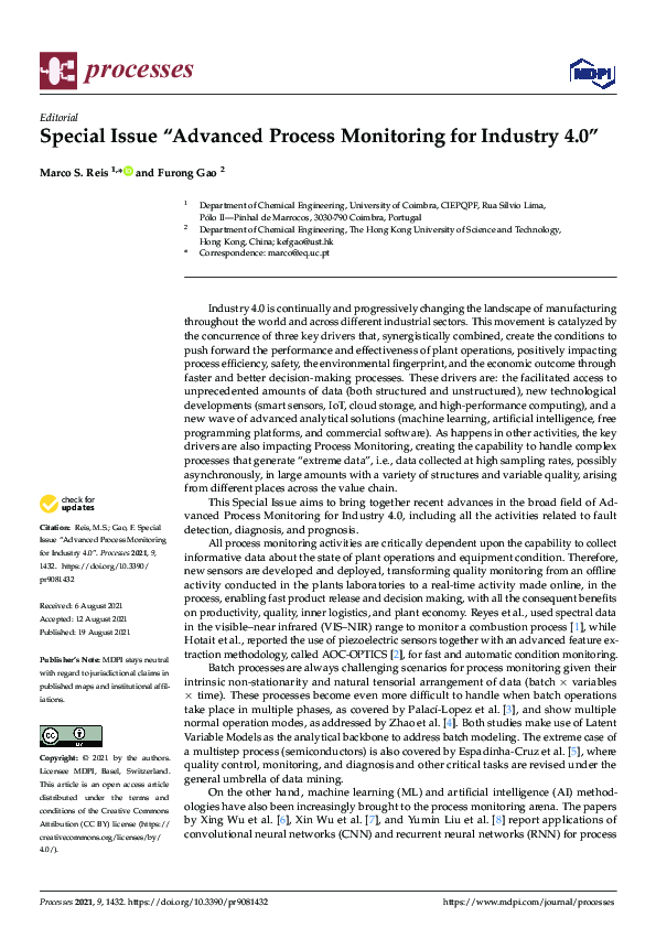 (PDF) Special Issue “Advanced Process Monitoring for Industry 4.0”