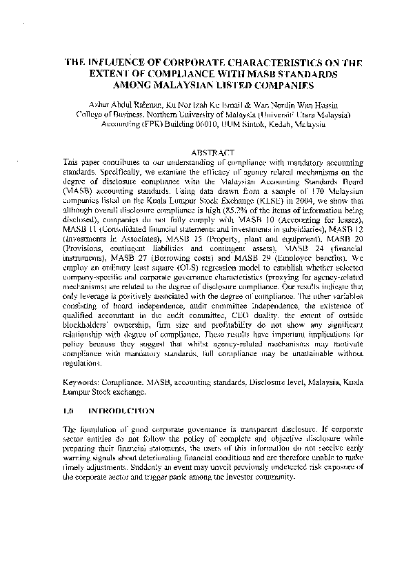 (PDF) The influence of corporate characteristics on the extent of ...