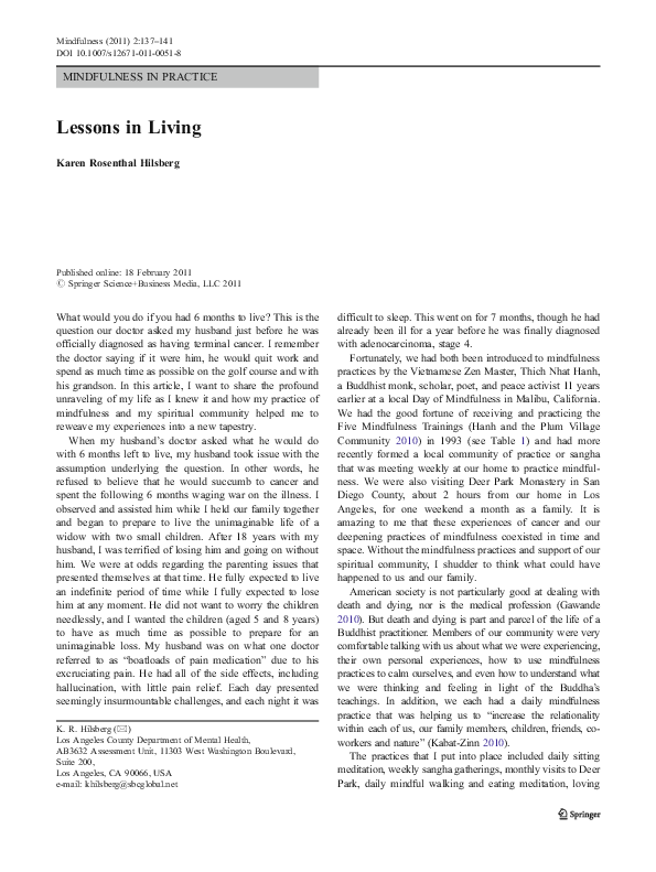 (PDF) Lessons in Living
