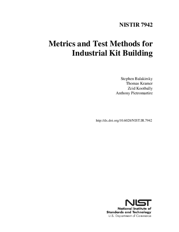 (PDF) Metrics and test methods for industrial kit building