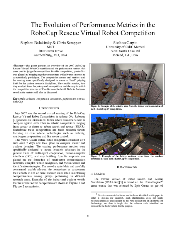 (PDF) The evolution of performance metrics in the RoboCup Rescue ...