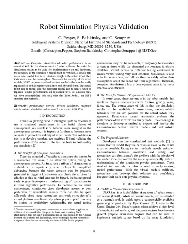 (PDF) Robot simulation physics validation