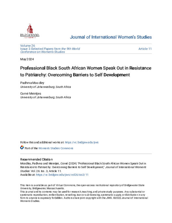 (PDF) Professional Black South African Women Speak Out in Resistance to ...
