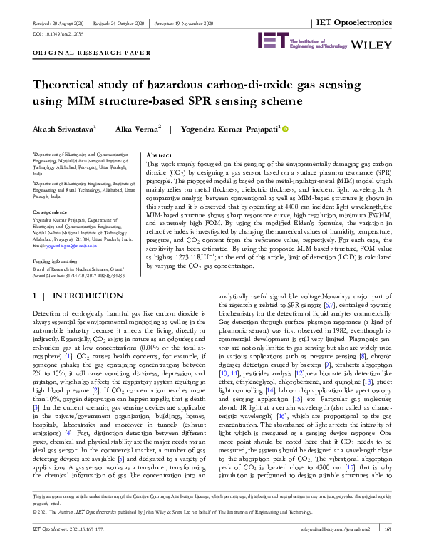 (PDF) Theoretical study of hazardous carbon‐di‐oxide gas sensing using ...